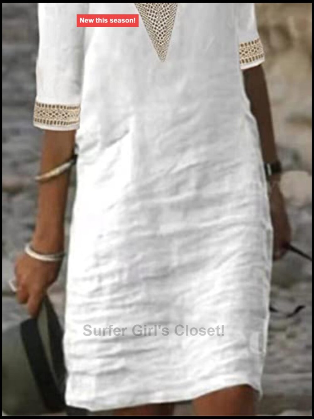 Women's Half Sleeve V-Neck Lace Ruffled Summer Dress Casual Ethnic Solid Basic - Picture 3 of 4